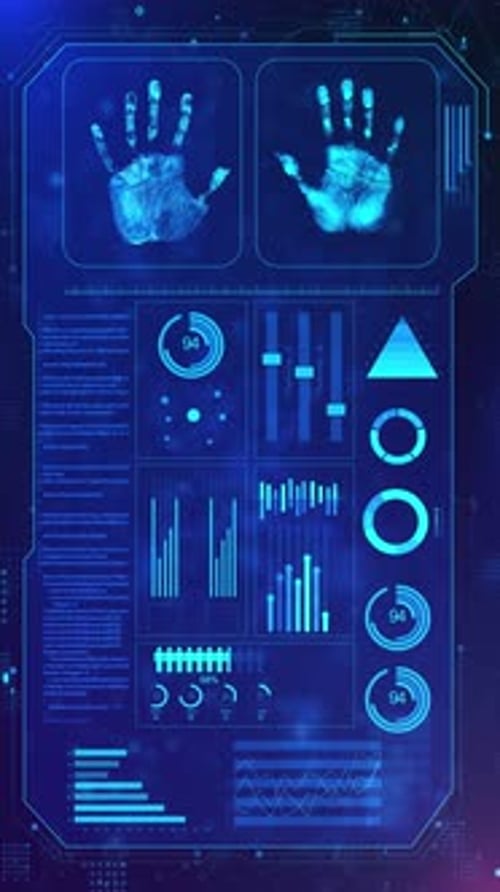 Futuristic Data Visualization Security Metrics and Analytics Analyzing Digital Fingerprint Data on a