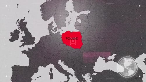 Poland Map Red And Gray With Effects