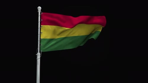 Realistic National Flag Waving Animation on Pole Seamless Loop