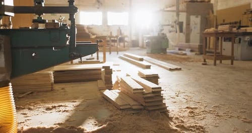 Wood, machine and material for carpentry with furniture manufacturing business in industry