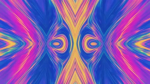 Lebendige abstrakte flüssige Kaleidoskop-Bewegungsgrafik mit Sym