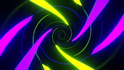 Purple And Green Neon Spiral In Mirror Tunnel Background Vj Loop In 4K