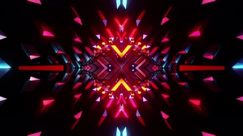 Newest Disco Red And Blue Party Glare Kaleidoscope Vj Loop Background