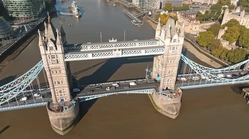 Iconic Tower Bridge Connecting London with Southwark on the Thames River
