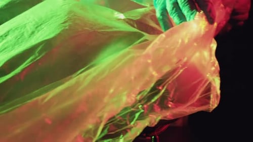 Abstract Globe Covered by Plastic Bag in Studio