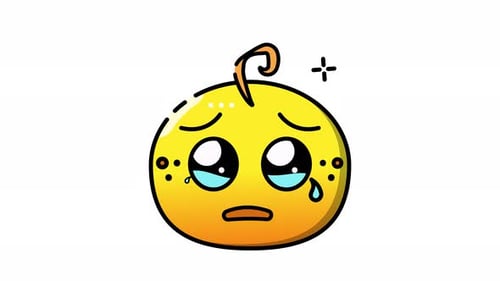Crying Cartoon Emoji Animation with Flowing Tears