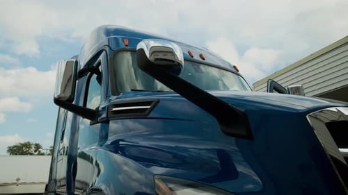 the Cab of the Truck Standing in the Parking Lot