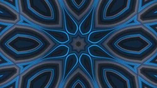 Animated Blue Glowing Geometric Kaleidoscope Background