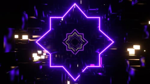 Purple And Yellow Extraterrestrial Tunnel With Geometric Neon Background Vj Loop In 4K