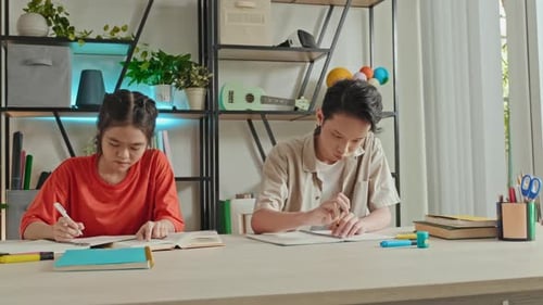 Asian Children Studying at School