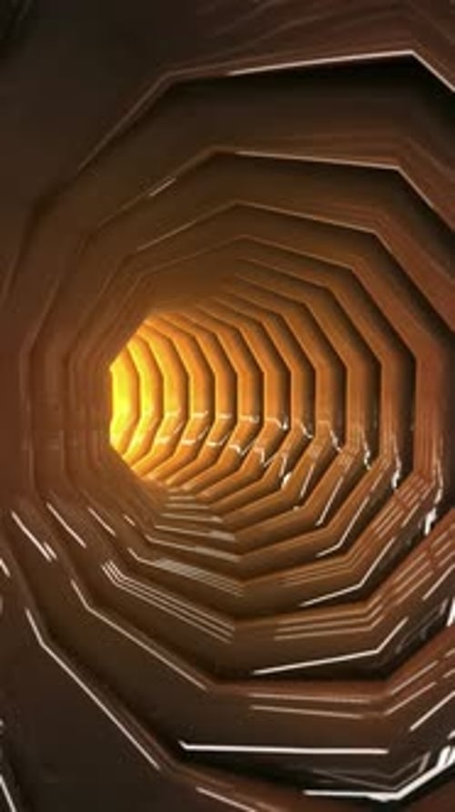 Vertical Video - Shiny Yellow Futuristic Tunnel Background