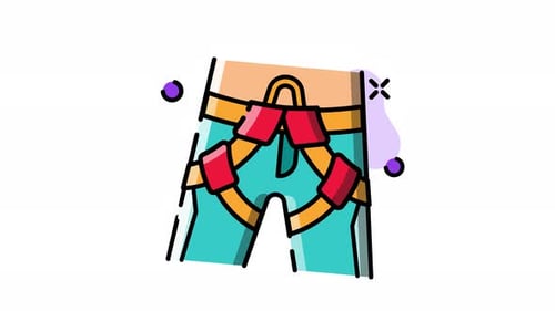 Animated Flat Design Climbing Harness Icon
