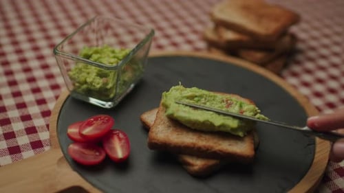 Preparing Fresh Avocado Toast at Home