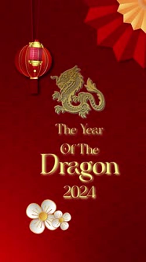 Decorative Chinese New Year 2024 Title Animation with Golden Dragon