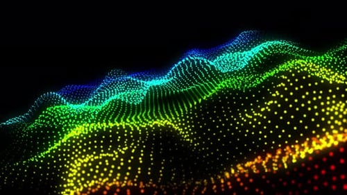 Colorful Digital Particles Wave Flow Background Loop
