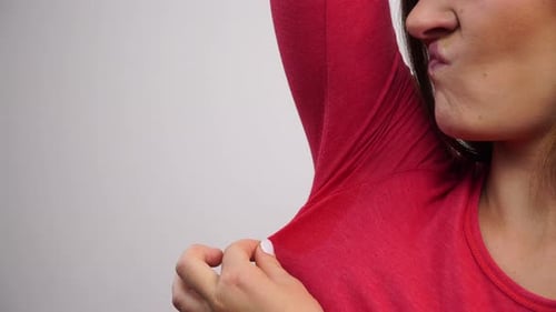 Woman Sweating, Have Wet Armpit