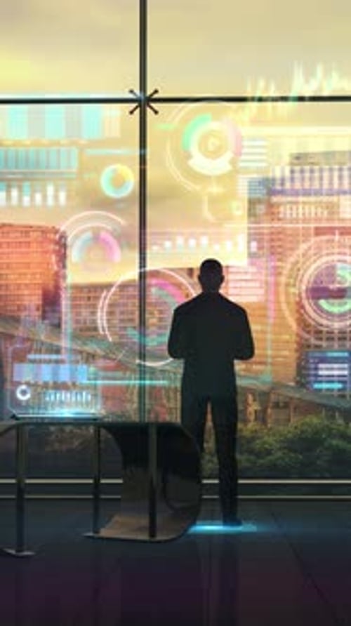 A Trader Trades in the Stock Market 3D Render