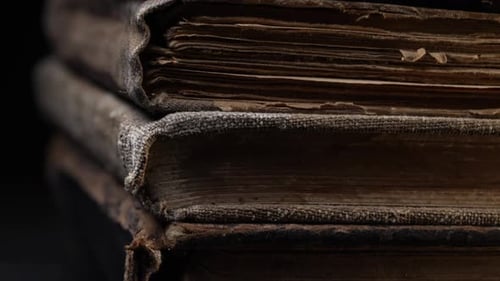 Aged Book Spines In Macro Vintage Texture Timeworn Details Frayed Edges Pages