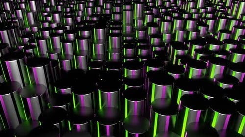 Lime And Pink Circular Cylindrical Neon Equalizer Background Vj Loop In HD