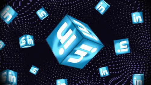 Modern Digital Cubes Floating with Social Network Logo