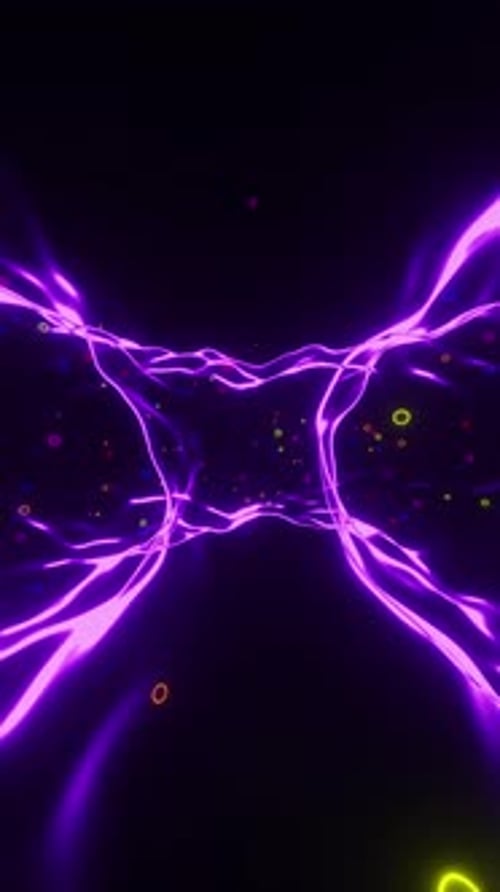 Transparent pink circular tunnel with multi-colored bubbles. Looped animation