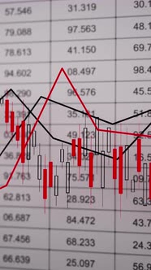 Animated Business Data Chart with Fluctuating Lines and Bars