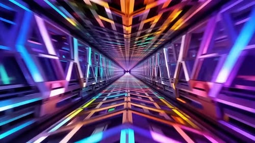 Futuristic Neon Sci Fi Tunnel VJ Motion Loop