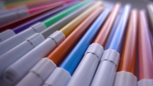 Array of Colorful Markers Close Up