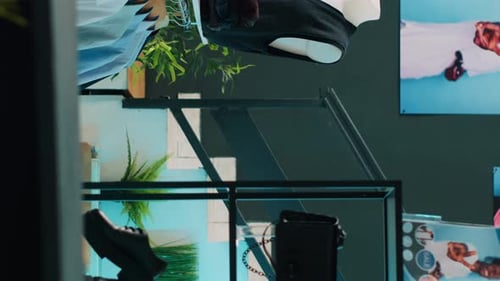 Vertical Video Empty Trendy Clothing Store Selling Fashionable Items and Shoes