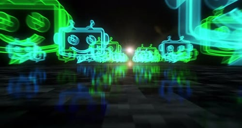 Chatbot ai online assistant support symbols loop cyber concept