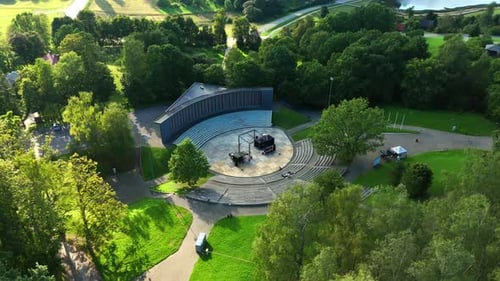 Sauleskalna Estrade, Live Music Venue In Talsi, Latvia. - aerial shot