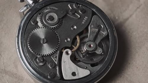 Inside View of Intricate Watch Mechanism Close Up