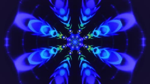 Abstract Neon Geometric Kaleidoscope Tunnel Animation