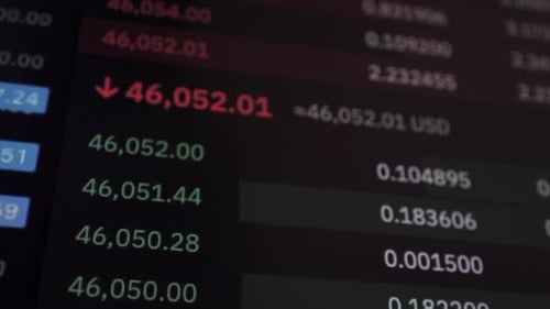 Stock Market and Exchange Price Data on the Market Wall Change and Volume
