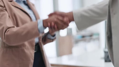 Business Handshake in Modern Office Setting