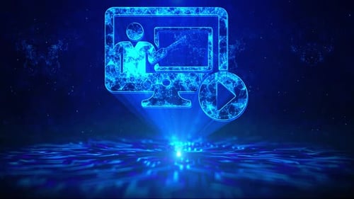 Futuristic Holographic Online Education Icon Concept