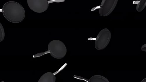 Modern 3D Frying Pans Seamless Loop Animation