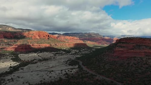 Cloud Shadows Over Red Rock Sandstone On The State Park In Sedona, Arizona USA. Timelapse