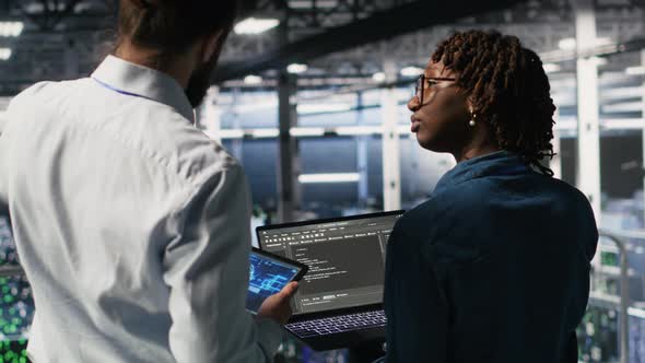 Server Farm Manager Overseeing Workers Doing AI Automatization ...