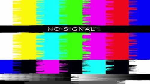 Static Distortion Displaying Vibrant Colors and Patterns with Text Overlay