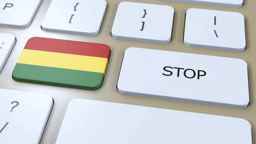 Bolivia Country Flag and Stop Button 3D Animation