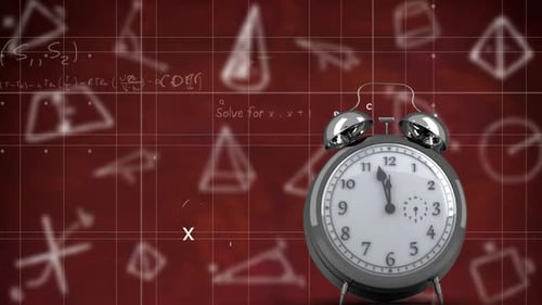 Animated Clock with Scientific Formulas and Geometric Shapes