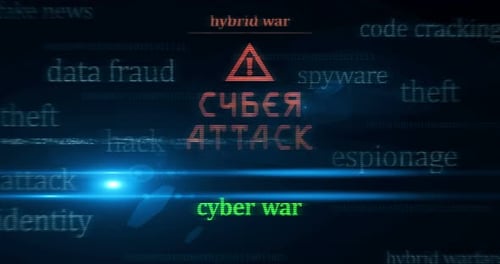 Cyber attack russia symbol seamless loop