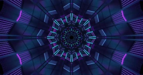 Futuristic Neon Geometric Tunnel Loop Background