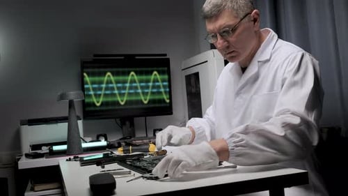 Electronics Engineer Repairing a Laptop
