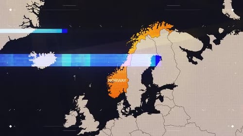 Digital World Map Zoom with Glitch Country Highlight
