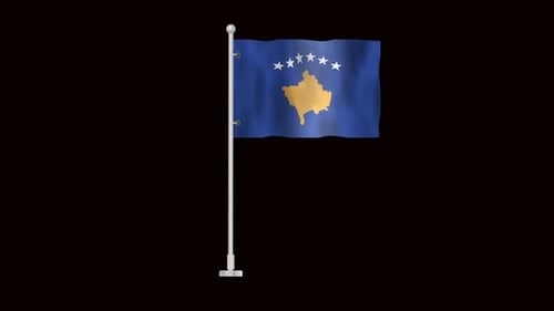 Flagge des Kosovo weht
