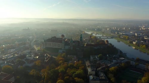 Krakow, Poland. Wawel royal Castle and Cathedral, Vistula River
