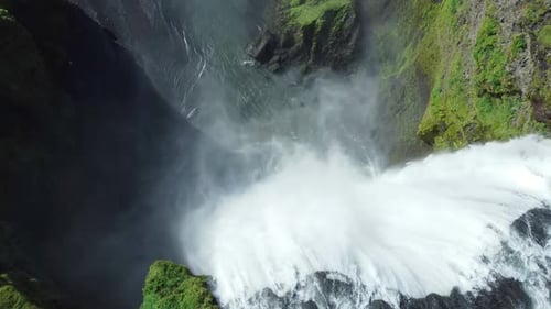 Skogafoss Waterfall in Iceland Summer Season in Mountain Beautiful Nature Landscape