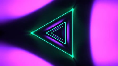 Turquoise And Purple Mystical Flashing Triangle Corridor Background Vj Loop In 4K